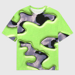 Футболка оверсайз мужская Зеленый объемный камуфляж, цвет: 3D-принт