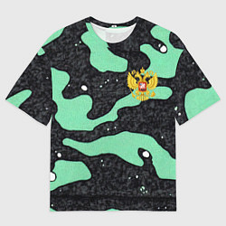 Футболка оверсайз мужская Текстурный черно-зеленый камуфляж, цвет: 3D-принт