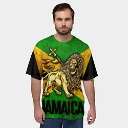Футболка оверсайз мужская Jamaica lion flag, цвет: 3D-принт — фото 2