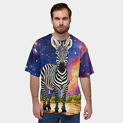 Футболка оверсайз мужская Зебра в звездную ночь, цвет: 3D-принт — фото 2