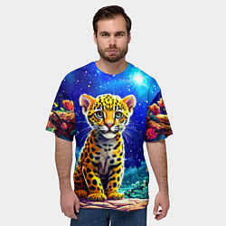 Футболка оверсайз мужская Ягуар в звездную ночь, цвет: 3D-принт — фото 2