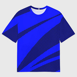 Футболка оверсайз мужская Синий ультрамарин полосы абстракция, цвет: 3D-принт