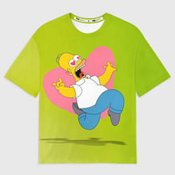 Футболка оверсайз мужская Гомер и сердце - для пары с Марж Симпсон, цвет: 3D-принт