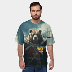 Футболка оверсайз мужская Воин русский медведь, цвет: 3D-принт — фото 2