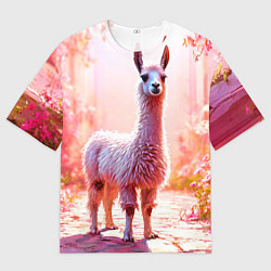 Футболка оверсайз мужская Альпака в розовом, цвет: 3D-принт