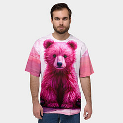 Футболка оверсайз мужская Розовый медведь, цвет: 3D-принт — фото 2