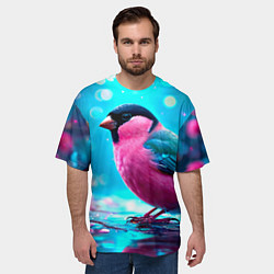 Футболка оверсайз мужская Розовый снегирь, цвет: 3D-принт — фото 2