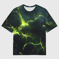Футболка оверсайз мужская Разбитая плита с зеленым светом, цвет: 3D-принт