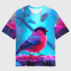 Футболка оверсайз мужская Розовый снегирь, цвет: 3D-принт