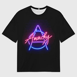 Футболка оверсайз мужская Анархия - неоновое свечение, цвет: 3D-принт