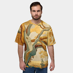 Футболка оверсайз мужская Дерево в японском стиле, цвет: 3D-принт — фото 2