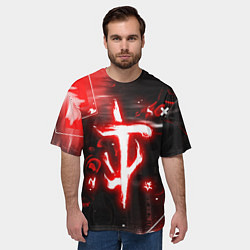 Футболка оверсайз мужская Doom - неоновый, цвет: 3D-принт — фото 2