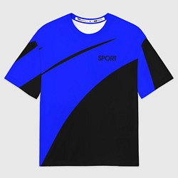 Футболка оверсайз мужская Sport сине-чёрный, цвет: 3D-принт