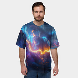 Футболка оверсайз мужская Космическая молния текстура, цвет: 3D-принт — фото 2