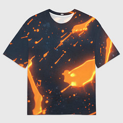 Футболка оверсайз мужская Оранжевая краска в движении, цвет: 3D-принт