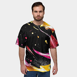 Футболка оверсайз мужская Мазки краски на черном, цвет: 3D-принт — фото 2