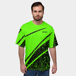 Футболка оверсайз мужская Sport зелёный с чёрным в крапинку, цвет: 3D-принт — фото 2
