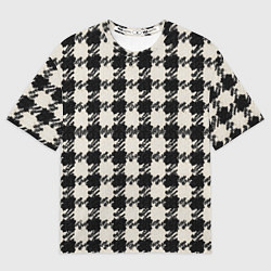 Футболка оверсайз мужская Черно белая гусиная лапка, цвет: 3D-принт