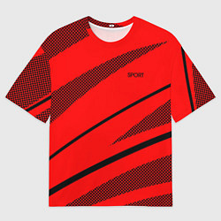 Футболка оверсайз мужская Sport красный с чёрным полосами, цвет: 3D-принт