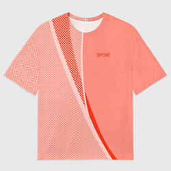 Футболка оверсайз мужская Sport персиковый с полосой, цвет: 3D-принт