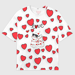 Футболка оверсайз мужская Кошачья романтика, цвет: 3D-принт