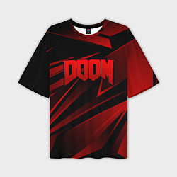Футболка оверсайз мужская Doom - красная абстракция, цвет: 3D-принт