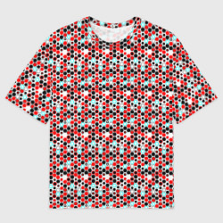 Футболка оверсайз мужская Киберпанк шестиугольники красные, цвет: 3D-принт