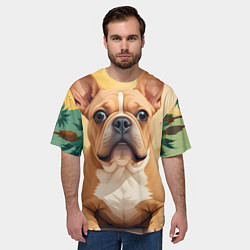 Футболка оверсайз мужская Бульдог и пальмы, цвет: 3D-принт — фото 2