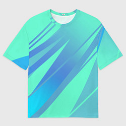 Футболка оверсайз мужская Нежный голубой с полосами градиент, цвет: 3D-принт