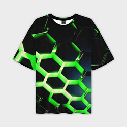 Футболка оверсайз мужская Neon Honeycombs, цвет: 3D-принт