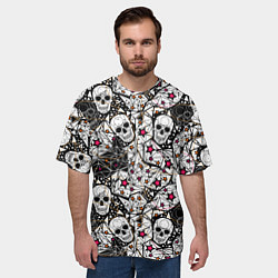 Футболка оверсайз мужская Черепа и красные звезды, цвет: 3D-принт — фото 2