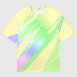 Футболка оверсайз мужская Жёлто-зелёный полосатый, цвет: 3D-принт