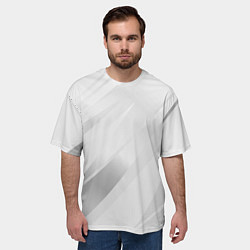 Футболка оверсайз мужская Светлый серый полосы с градиентом, цвет: 3D-принт — фото 2
