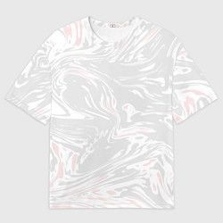 Футболка оверсайз мужская Серо-розовые разводы - абстрактный узор, цвет: 3D-принт