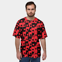 Футболка оверсайз мужская Тузы черно-красные, цвет: 3D-принт — фото 2