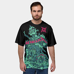 Футболка оверсайз мужская Metallica - robot city, цвет: 3D-принт — фото 2