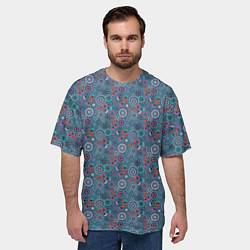 Футболка оверсайз мужская Деревенский абстрактный цветочный узор, цвет: 3D-принт — фото 2