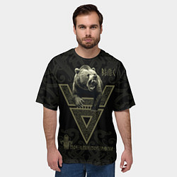 Футболка оверсайз мужская Моя земля мои правила: медведь, цвет: 3D-принт — фото 2