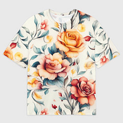 Футболка оверсайз мужская Паттерн с переплетением цветов, цвет: 3D-принт