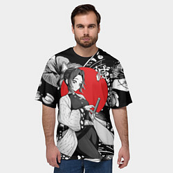 Футболка оверсайз мужская Шинобу Кочо бабочка - убийца демонов, цвет: 3D-принт — фото 2