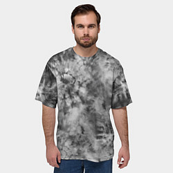 Футболка оверсайз мужская Серый тай дай - абстракция, цвет: 3D-принт — фото 2