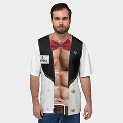 Футболка оверсайз мужская Белый смокинг жениха с накаченным торсом, цвет: 3D-принт — фото 2