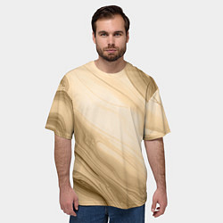 Футболка оверсайз мужская Светлый коричневый текстура камень мрамор, цвет: 3D-принт — фото 2