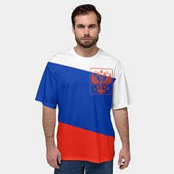 Футболка оверсайз мужская Россия флаг с гербом, цвет: 3D-принт — фото 2