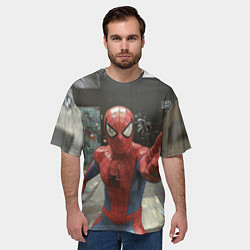 Футболка оверсайз мужская Человек паук предупреждает, цвет: 3D-принт — фото 2