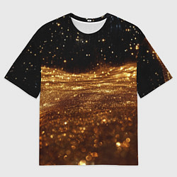 Футболка оверсайз мужская Золотистые крупицы на черном, цвет: 3D-принт