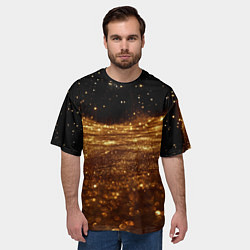 Футболка оверсайз мужская Золотистые крупицы на черном, цвет: 3D-принт — фото 2