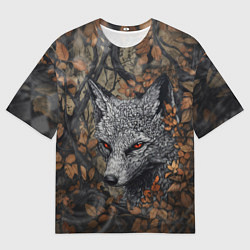 Футболка оверсайз мужская Хищный серый лис, цвет: 3D-принт