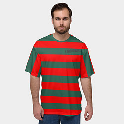 Футболка оверсайз мужская Полоски Фредди Крюгера, цвет: 3D-принт — фото 2