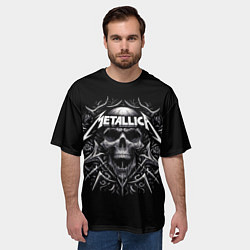 Футболка оверсайз мужская Metallica - a skull with roses and thorns, цвет: 3D-принт — фото 2